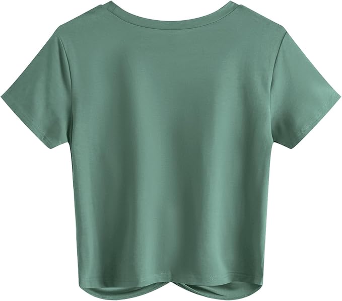 Soho Wear Women’s Green Twist Front Short Sleeve T-Shirt