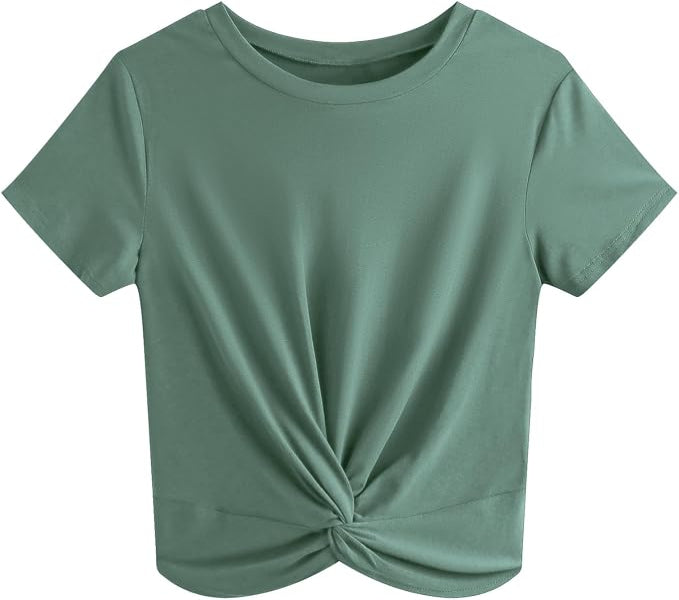 Soho Wear Women’s Green Twist Front Short Sleeve T-Shirt